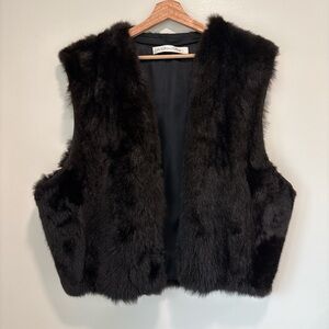 Andrew Marc Women's Black Fur Vest